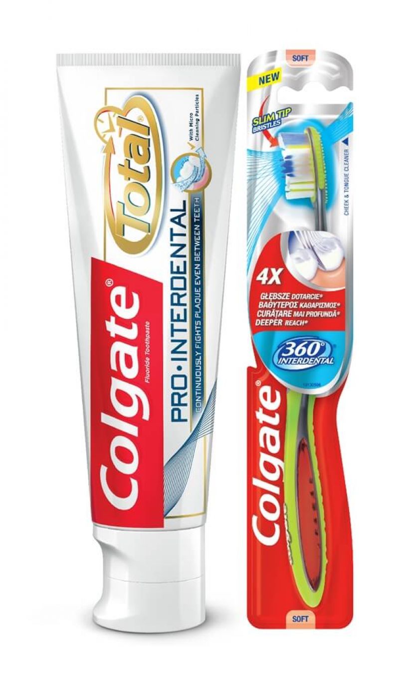 Colgate-Palmolive lanseaza in Romania o noua gama de ingrijire orala - Colgate Total PRO•Interdental.  Pasta de dinti Colgate Total PRO•Interdental este cea mai recenta inovatie in igiena orala, cu o formula unica ce contine milioane de micro-particule ac